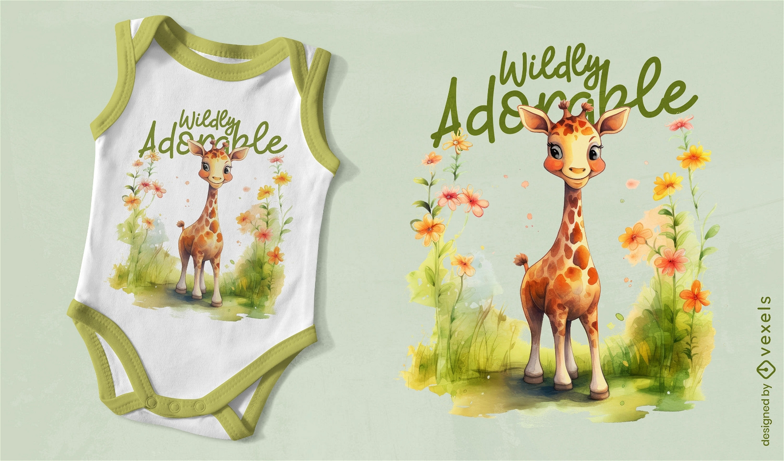 Entz?ckendes T-Shirt-Design mit Baby-Giraffe