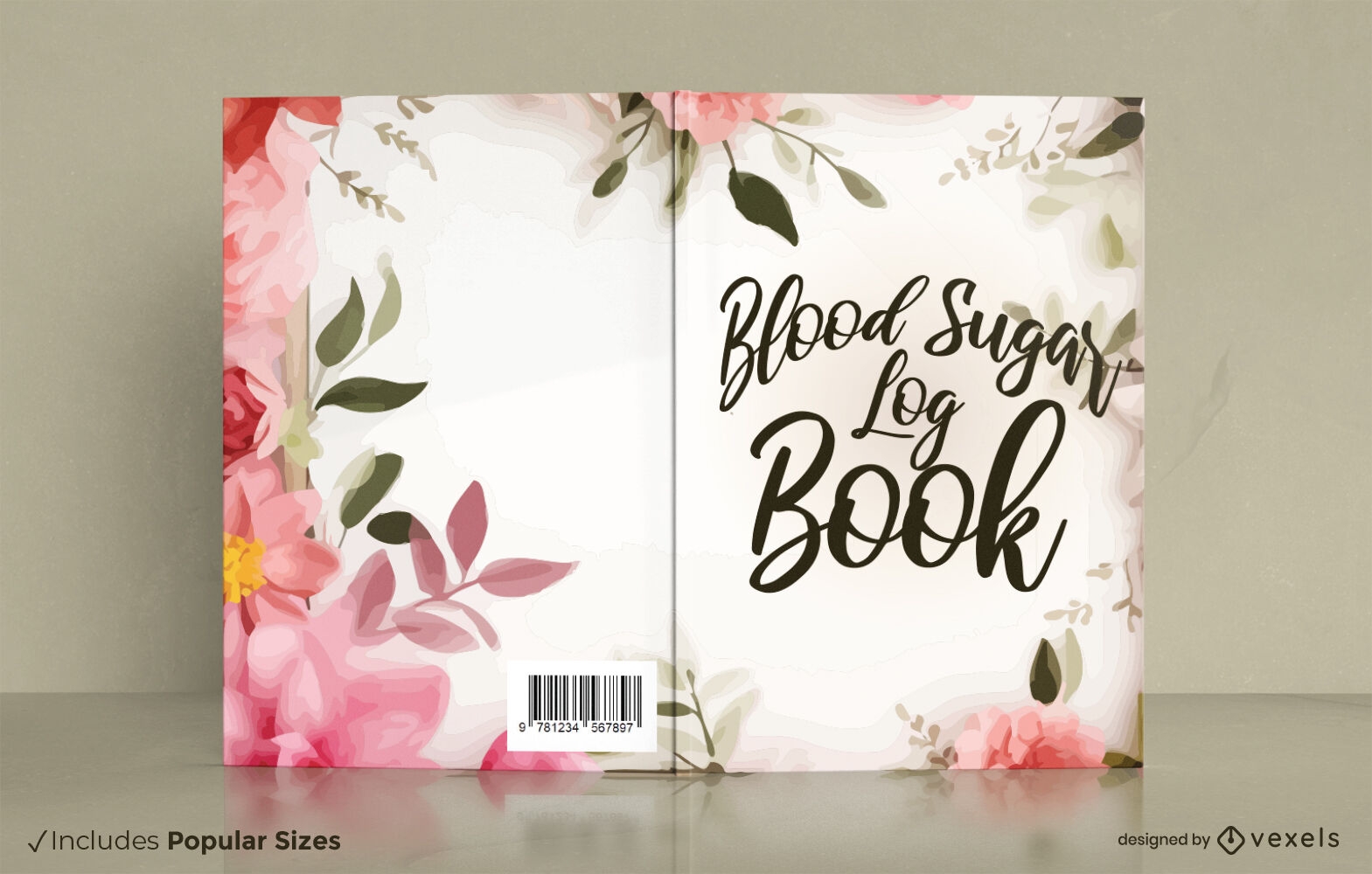 Design de capa do livro de registro de açúcar no sangue KDP