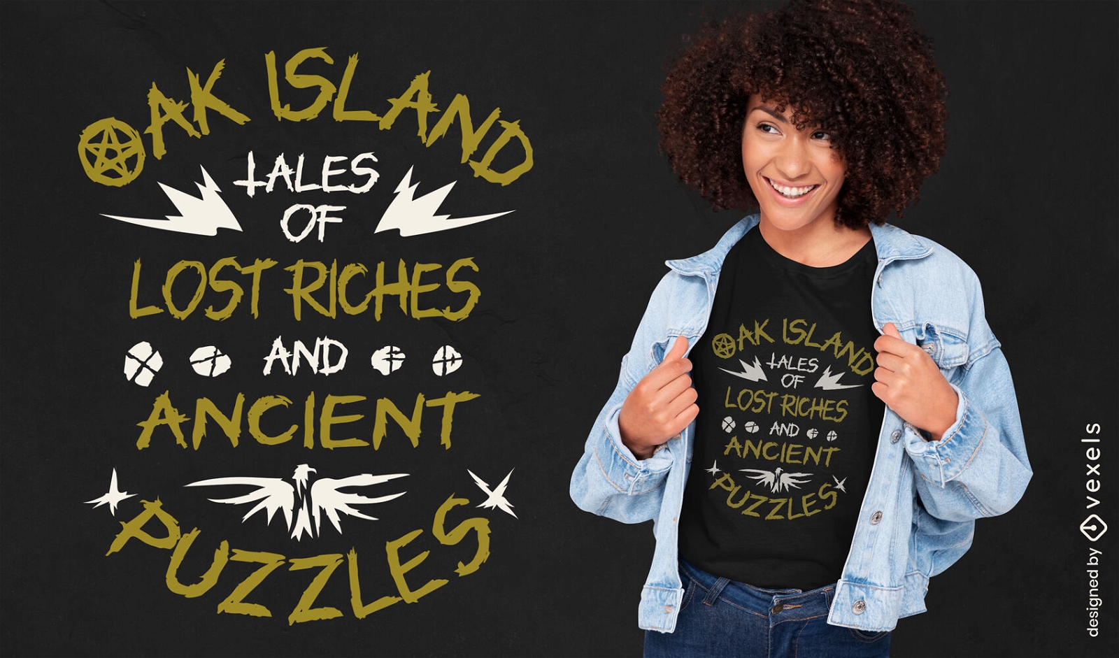 Oak Island valoriza o design de camisetas com quebra-cabeças antigos