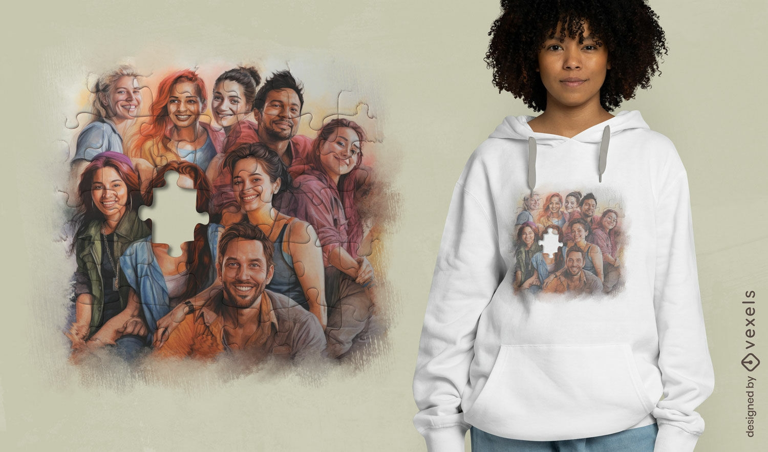 Puzzle group of people t-shirt design