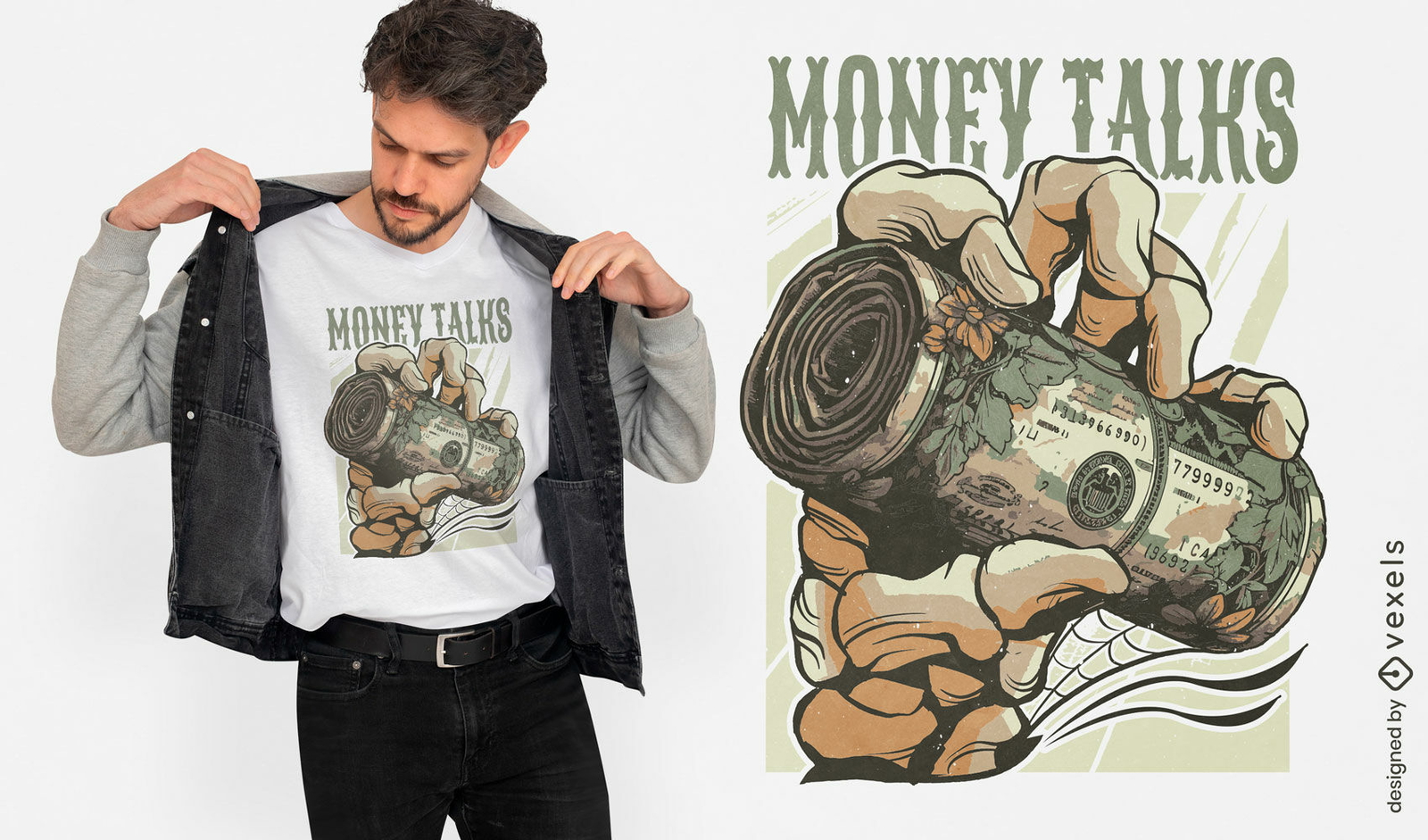 Diseño de camiseta de dinero habla