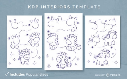 How to draw unicorns coloring book KDP interior design