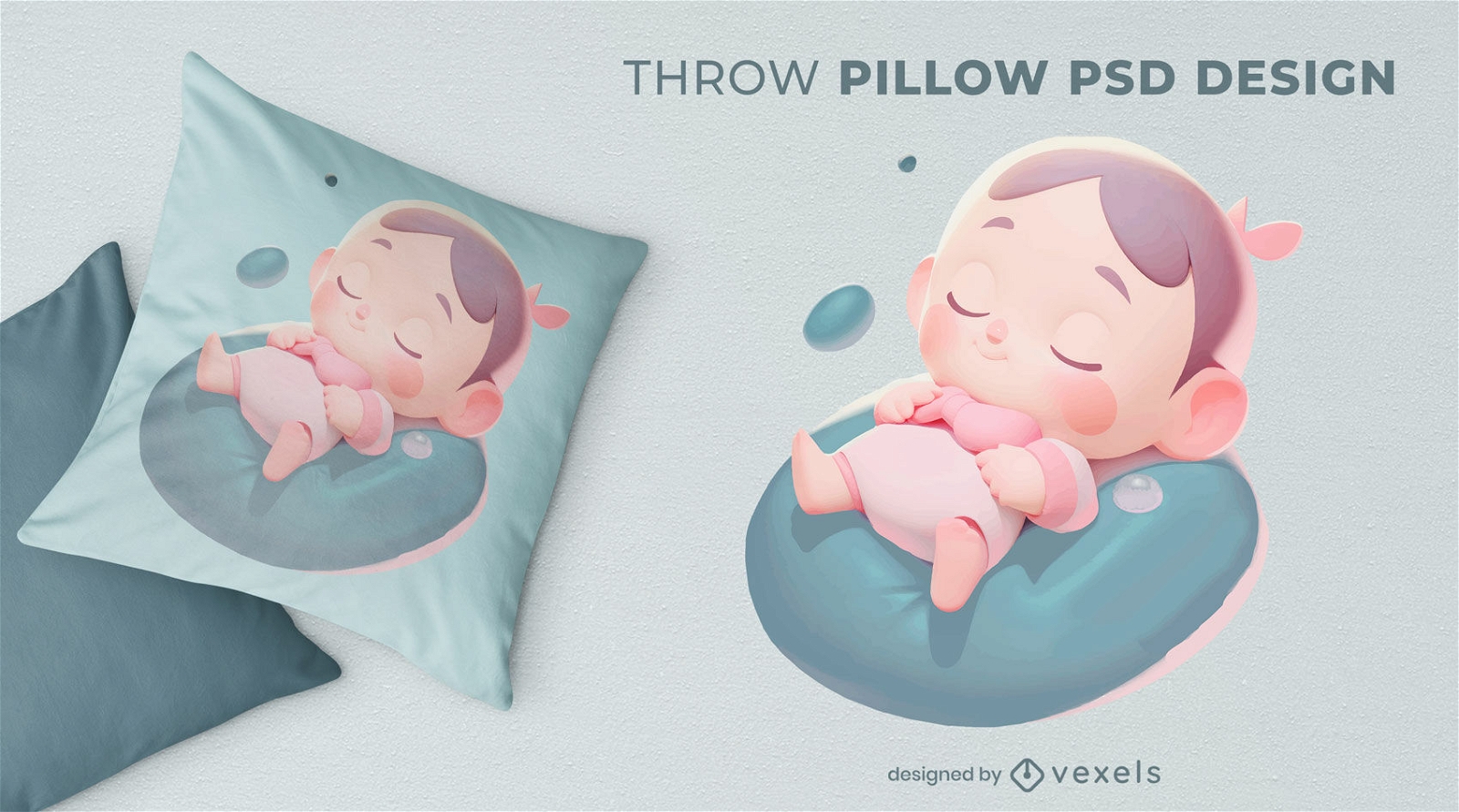 Cute baby girl cartoon throw pillow design