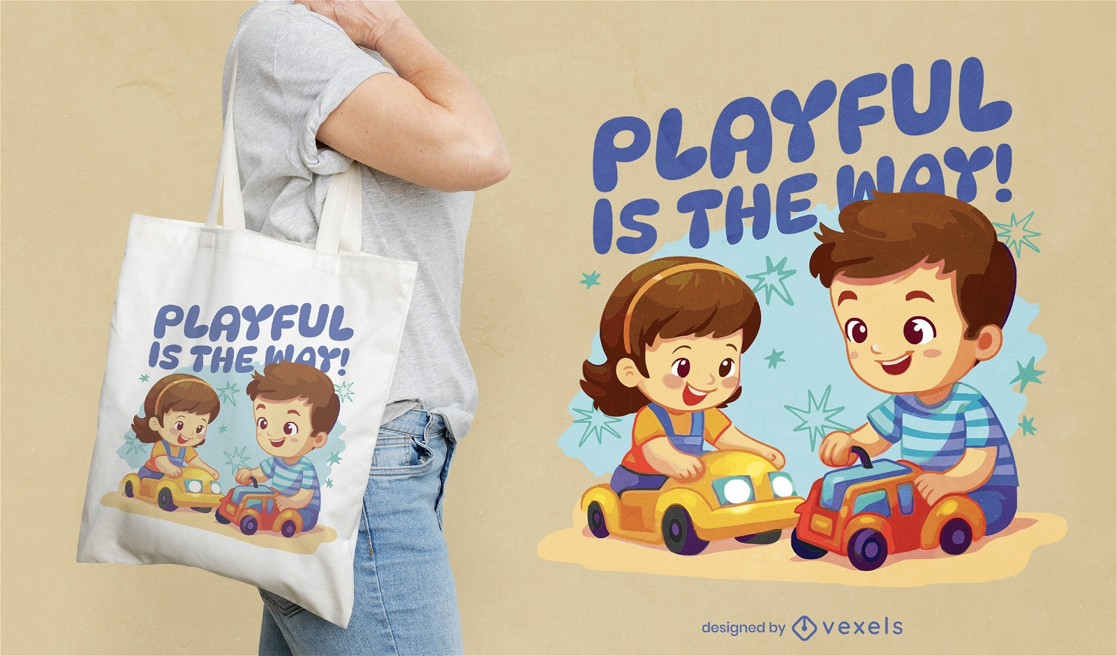 Playful children quote tote bag design