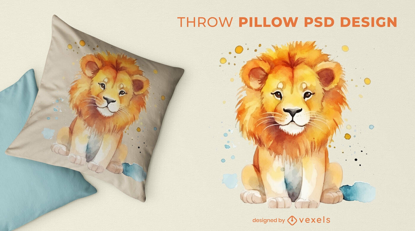 Diseño de psd de almohada de tiro de león