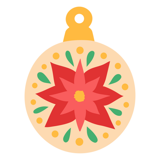 Adorno navideño con una flor. Diseño PNG