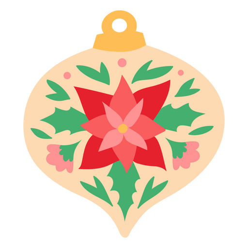 Christmas ornament with holly and poinsettias PNG Design