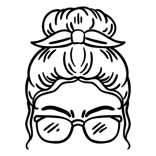 Ilustração de penteado coque estiloso com óculos Desenho PNG