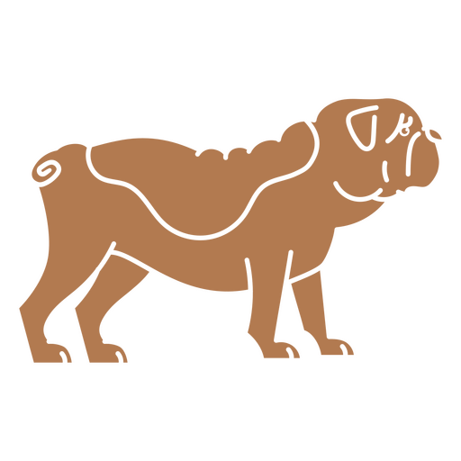 Brown pug dog standing PNG Design