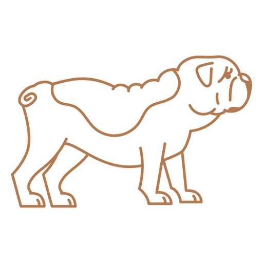 Design de contorno de pug lúdico Desenho PNG