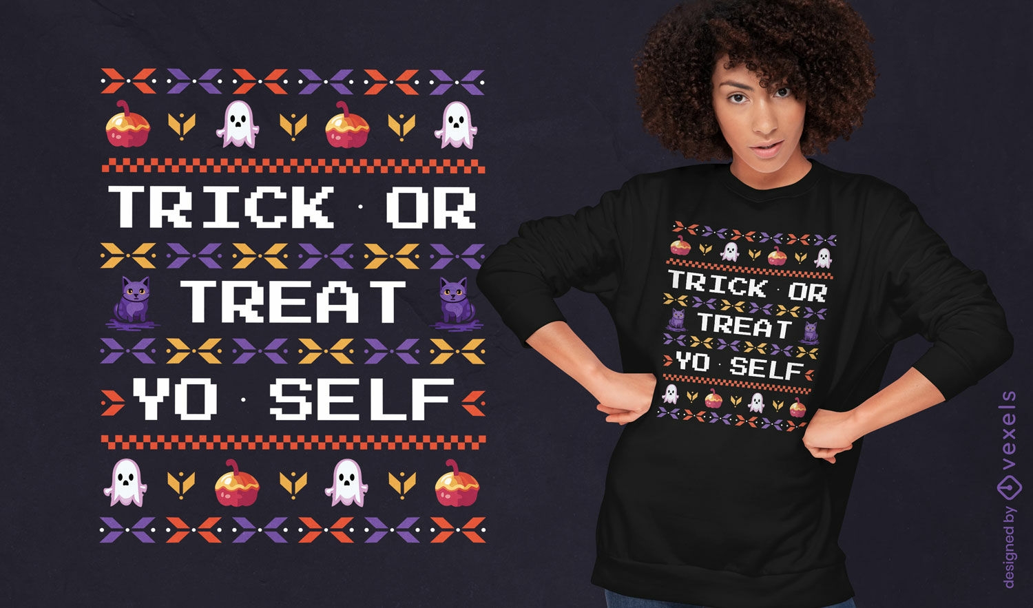 Design de camiseta com citação de suéter feio de Halloween