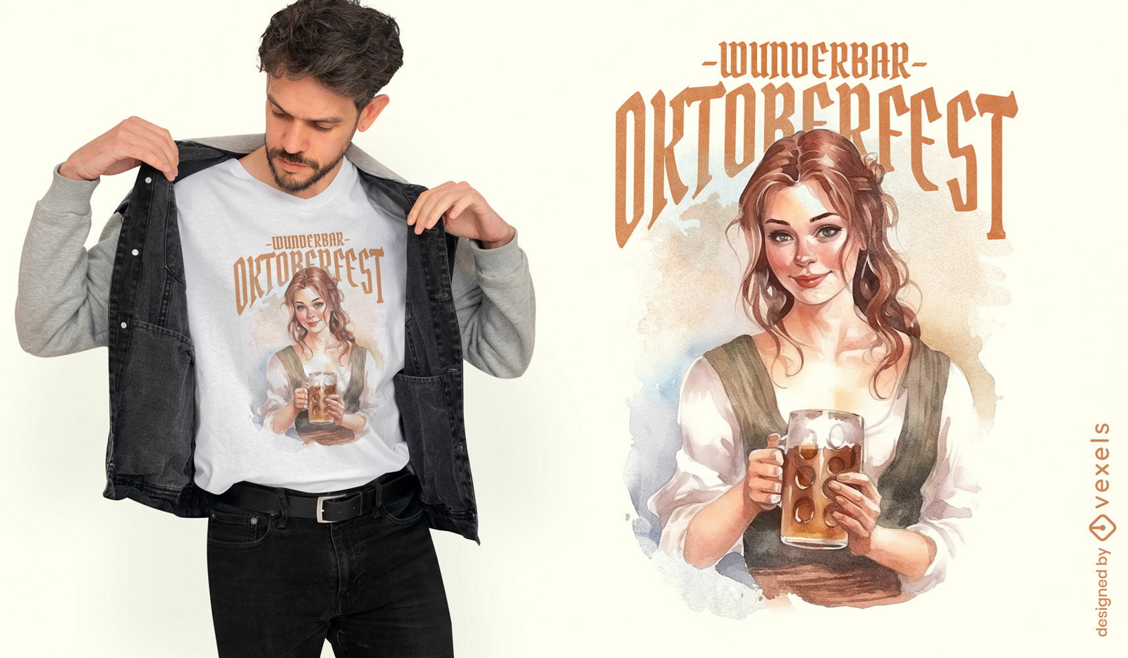Oktoberfest german girl t-shirt psd