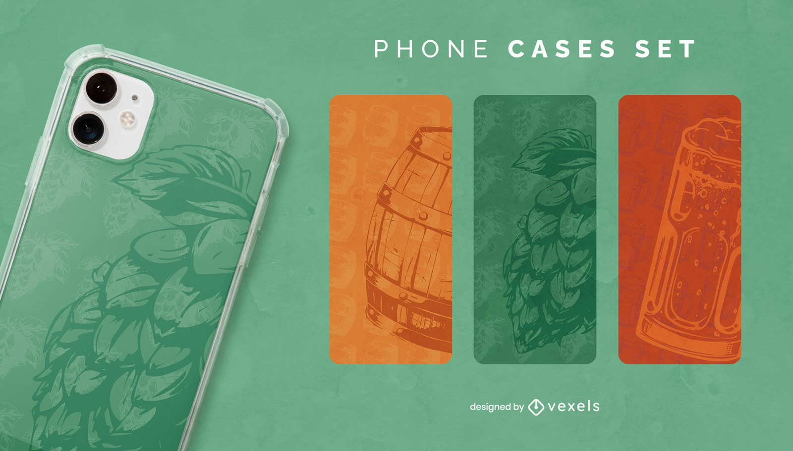 Beer Drinks Monochromatic Phone Case Set Vector Download