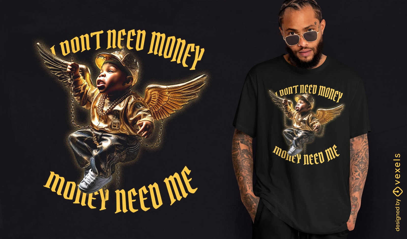 Cool baby with wings t-shirt psd