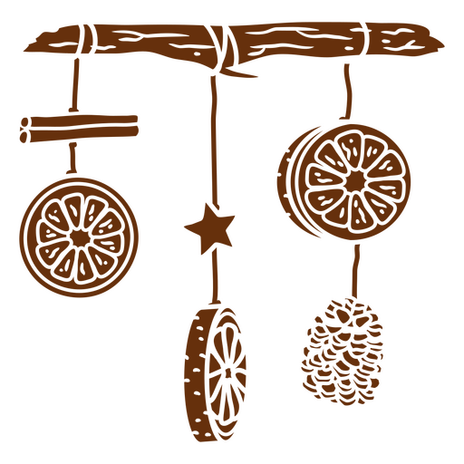 Decoración colgante natural con diseños de cítricos y piñas. Diseño PNG