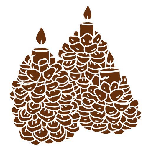 Rustic pinecone candle arrangement design PNG Design