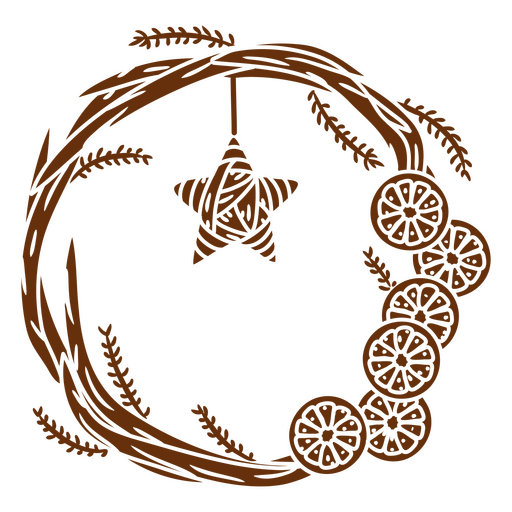 Guirlanda de Natal com estrela e laranjas Desenho PNG