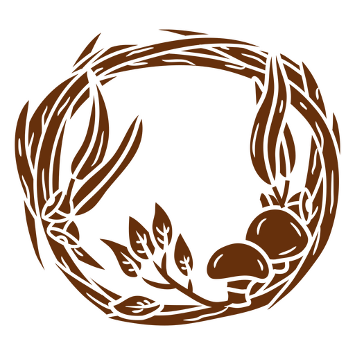 Corona de hojas y setas. Diseño PNG