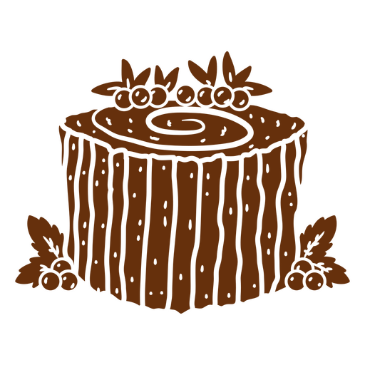 Tree stump with berries and leaves on it PNG Design