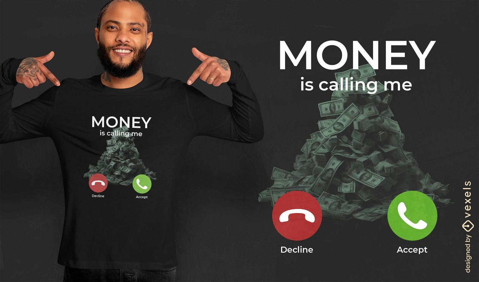 El dinero me llama diseño de camiseta de llamada telefónica
