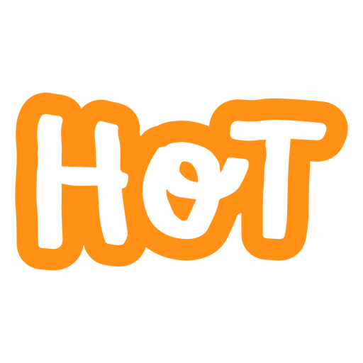 La palabra caliente está escrita en naranja. Diseño PNG