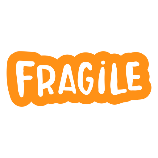 The word fragile in orange PNG Design