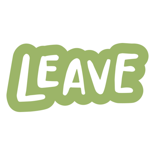 The word leave in green PNG Design