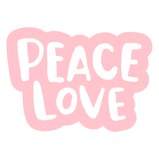 Pink sticker with the word peace love on it PNG Design