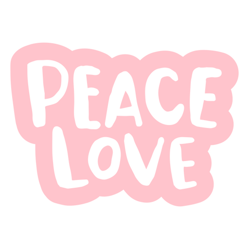 Rosa Aufkleber mit dem Wort ?Peace Love? darauf PNG-Design