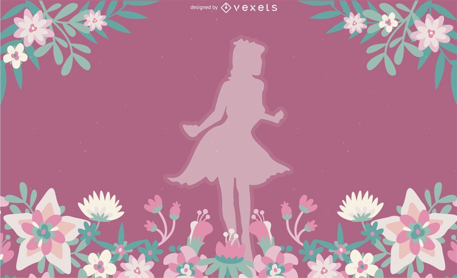 Girl with Flowers Vector illustration 