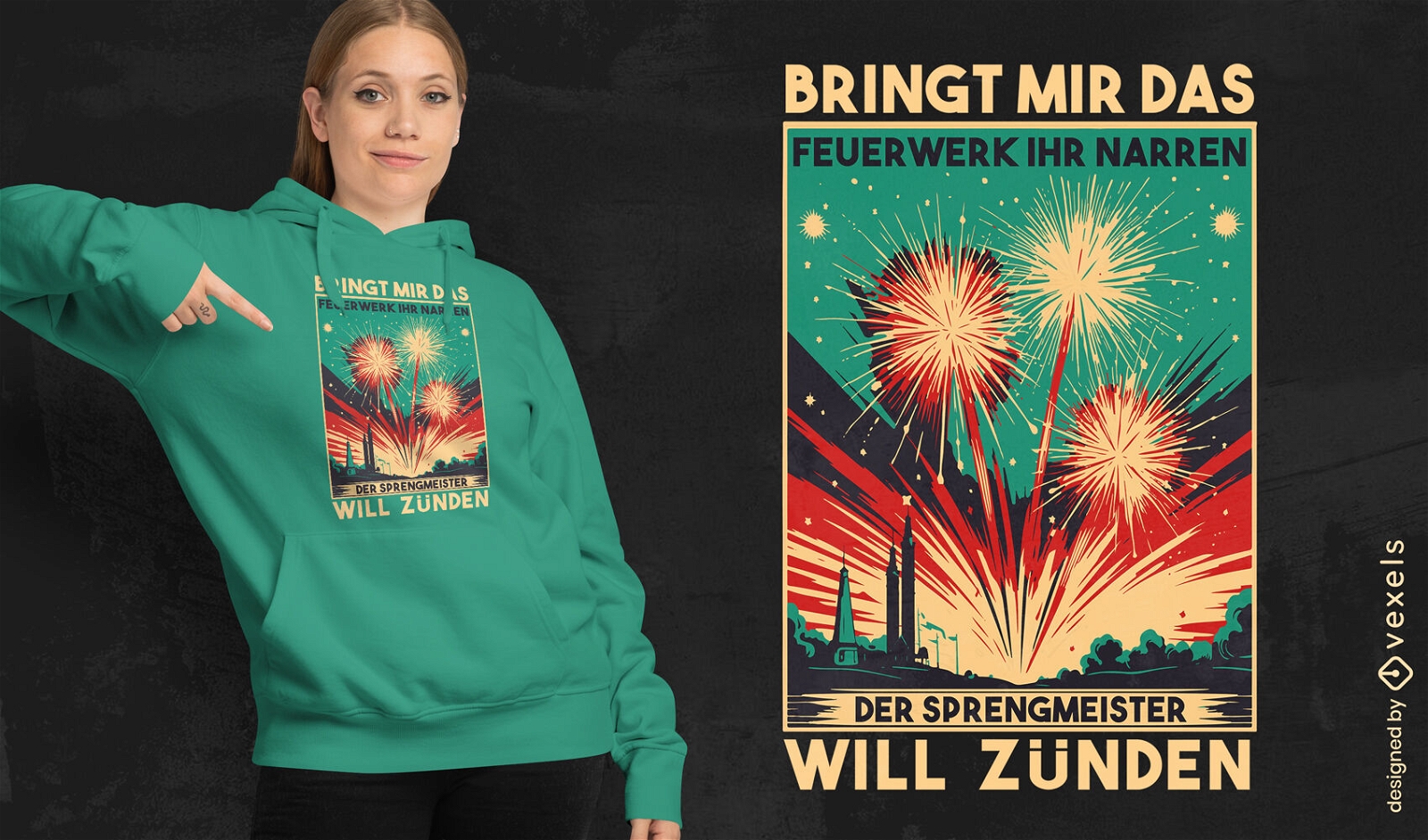 Fireworks vintage t-shirt design