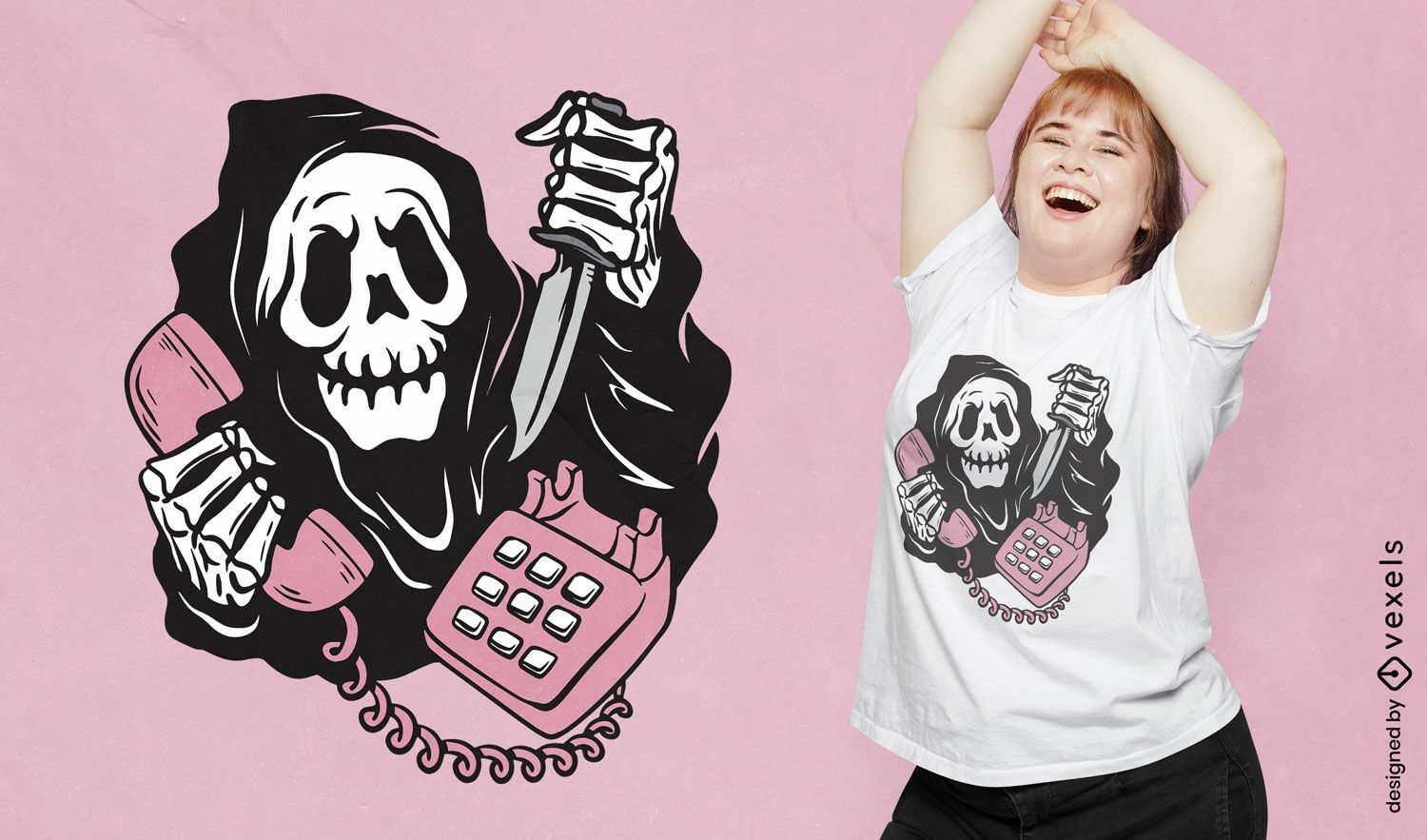 Grim Reaper phone t-shirt design