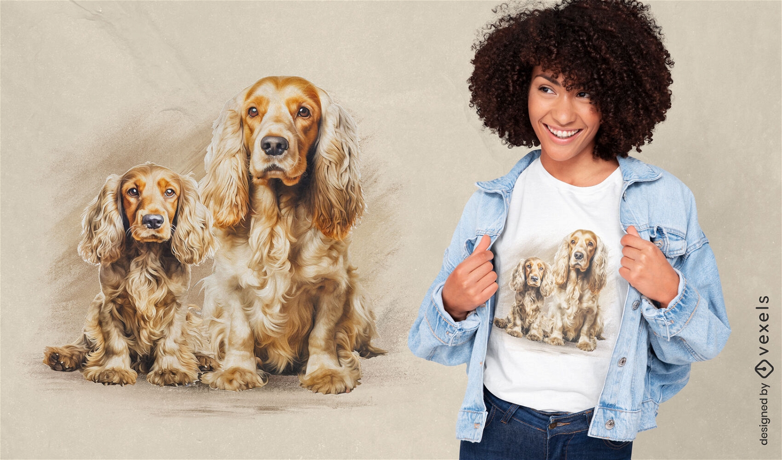 Paar Cocker-Hunde-T-Shirt-Design
