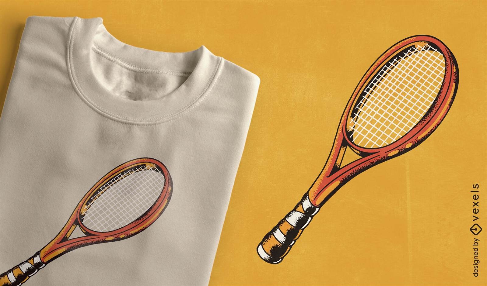 Strukturiertes T-Shirt-Design mit Tennisschläger