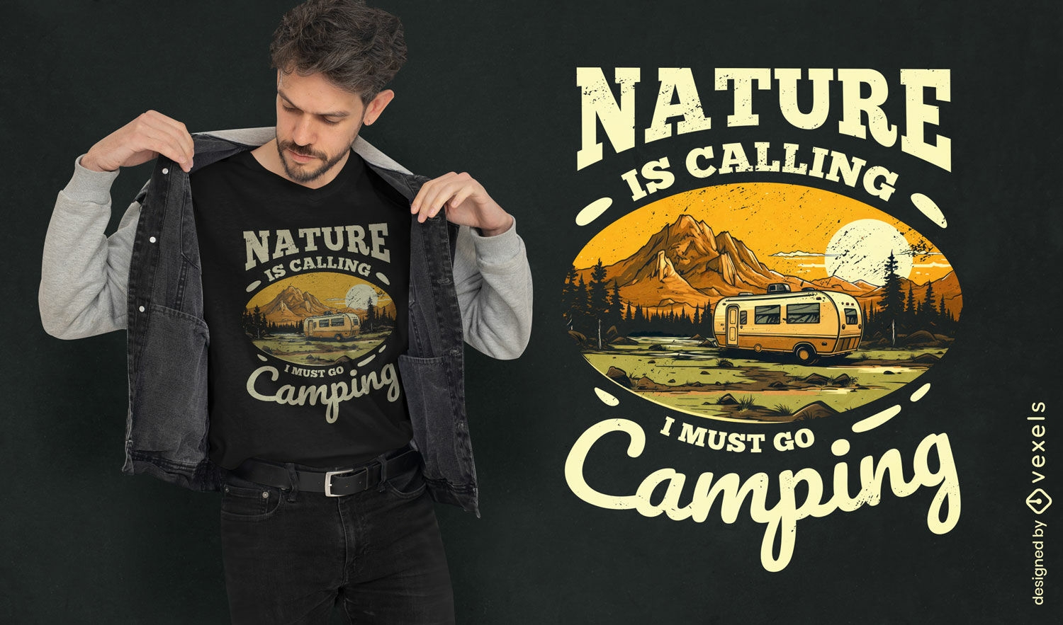 Diseño de camiseta de camping Nature&#39;s Call.