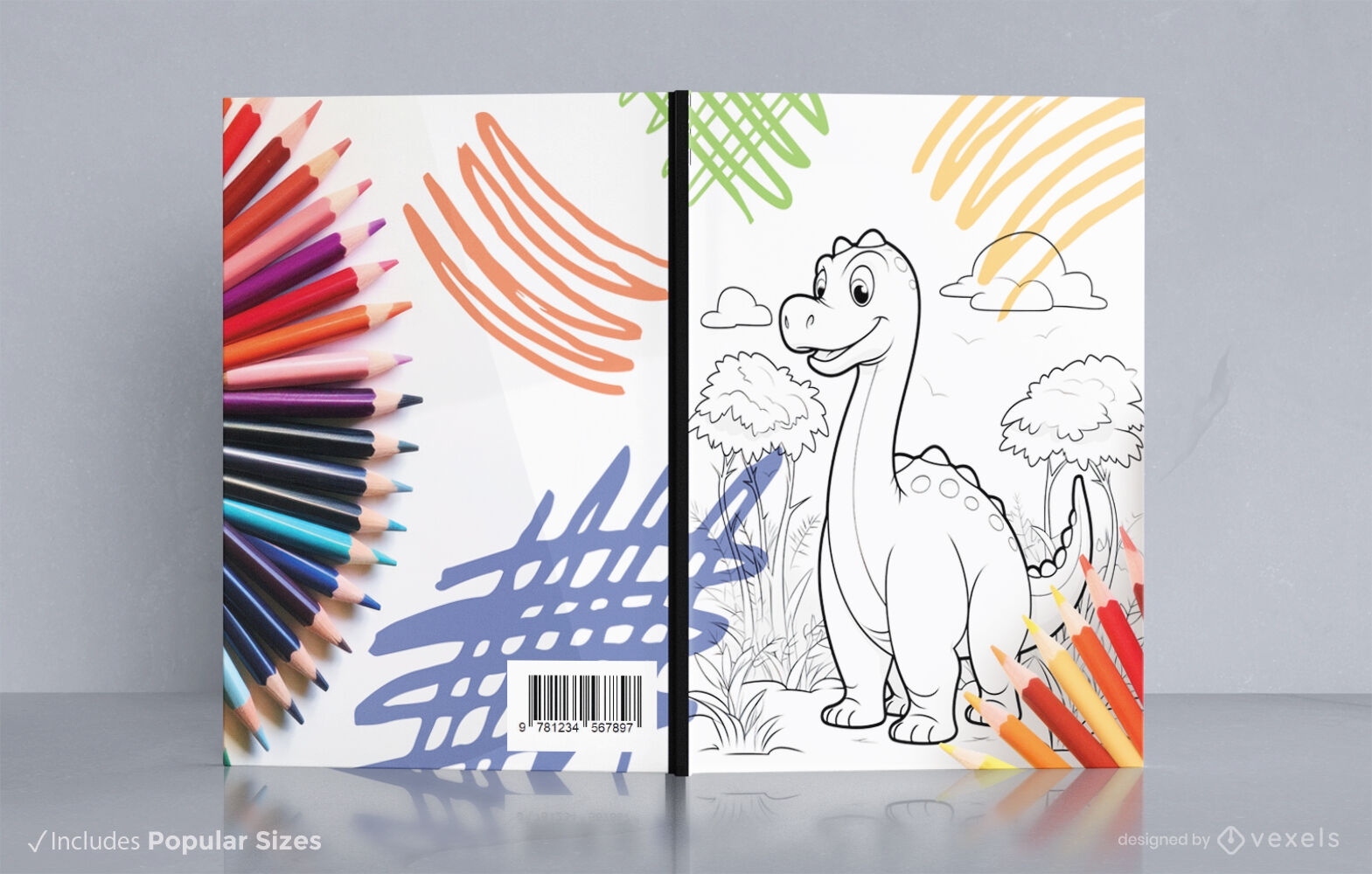 Capa de livro para colorir de dinossauros amig?veis