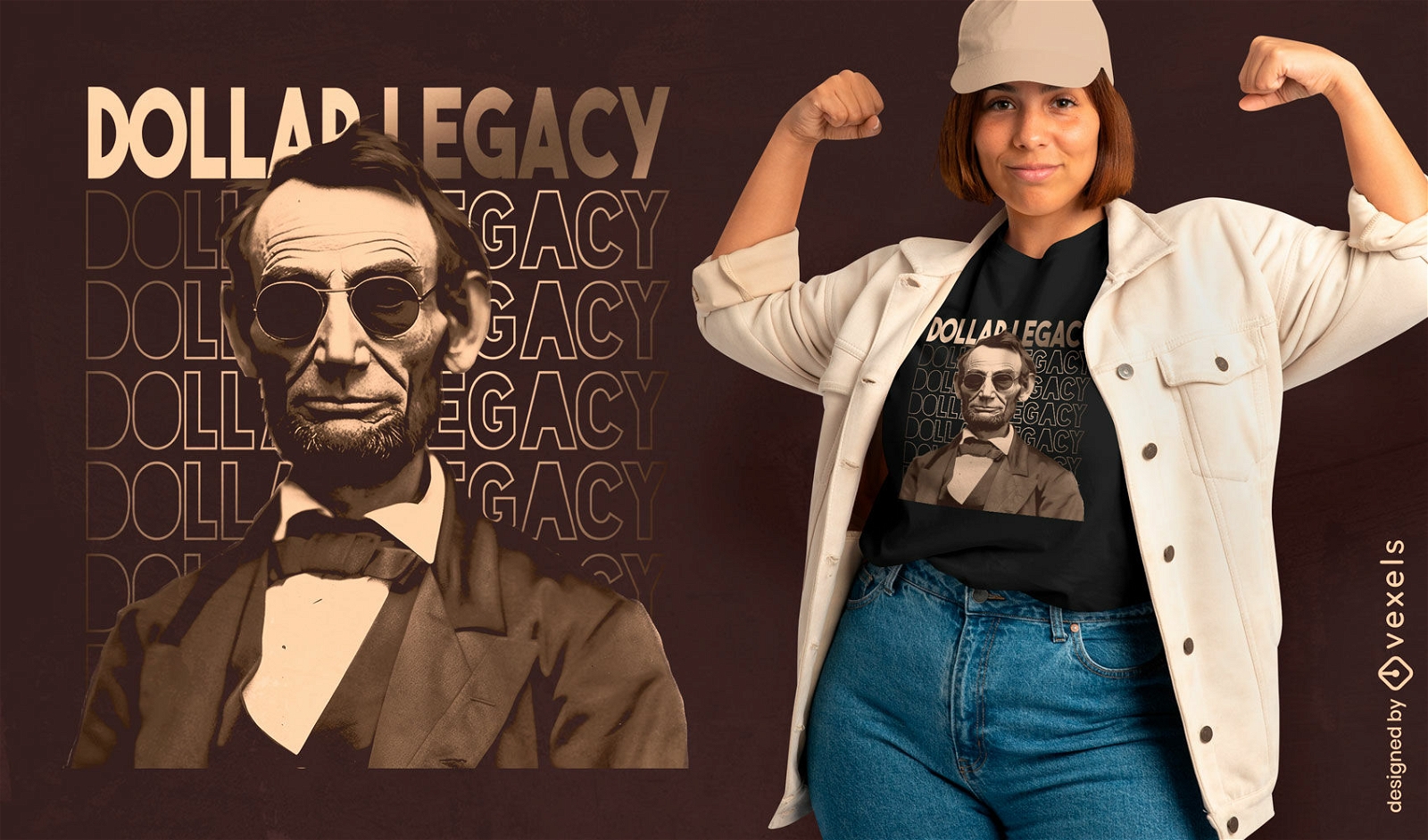 Abraham Lincoln parodia retrato camiseta psd