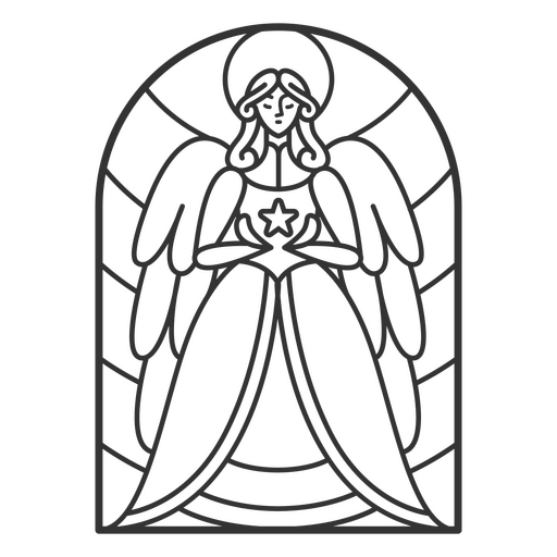 Angel holding a candle in a stained glass window PNG Design