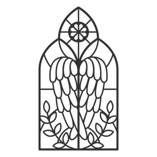 Black and white illustration of a stained glass window PNG Design