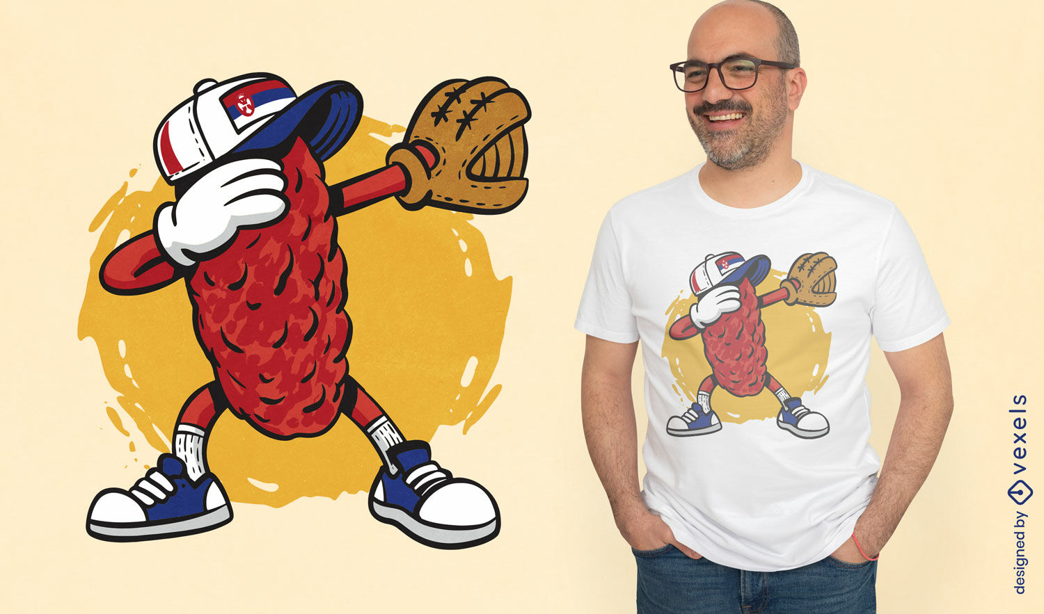 Diseño de camiseta de béisbol Cevapcici roll.