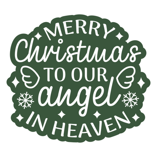 Pegatina Feliz Navidad a nuestro ángel en el cielo. Diseño PNG