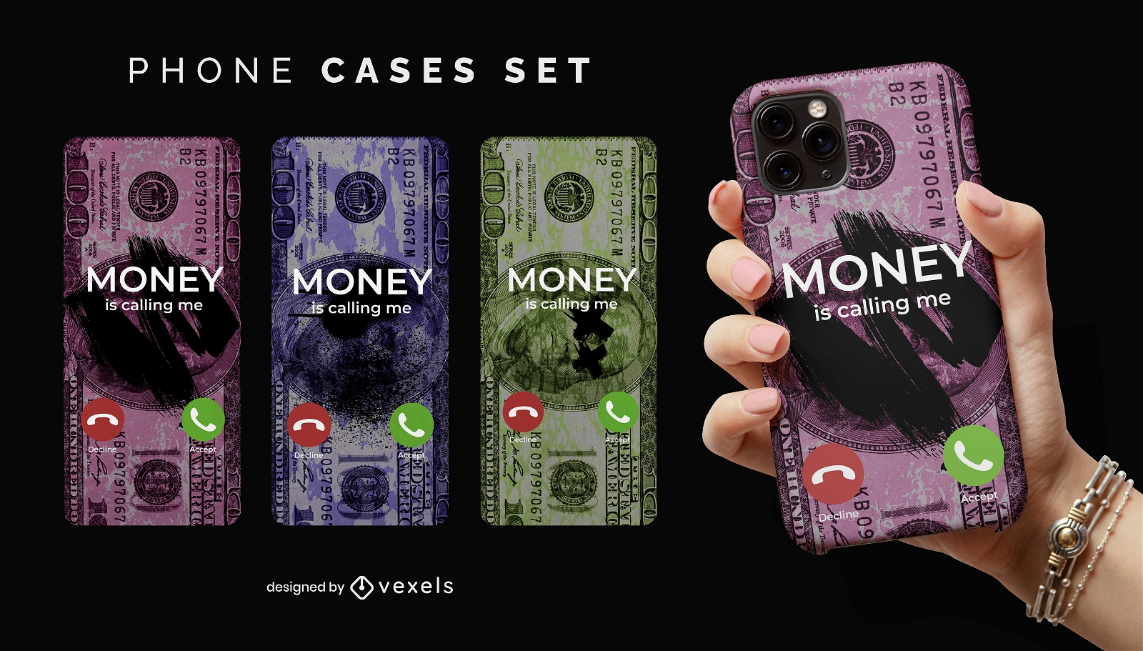 Money dollar bills phone cases set