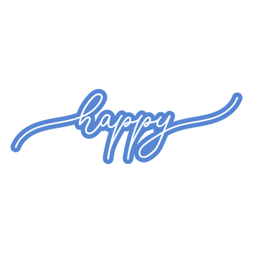 La palabra feliz escrita en azul. Diseño PNG