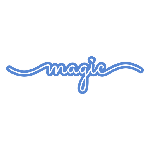 La palabra magia escrita en azul. Diseño PNG