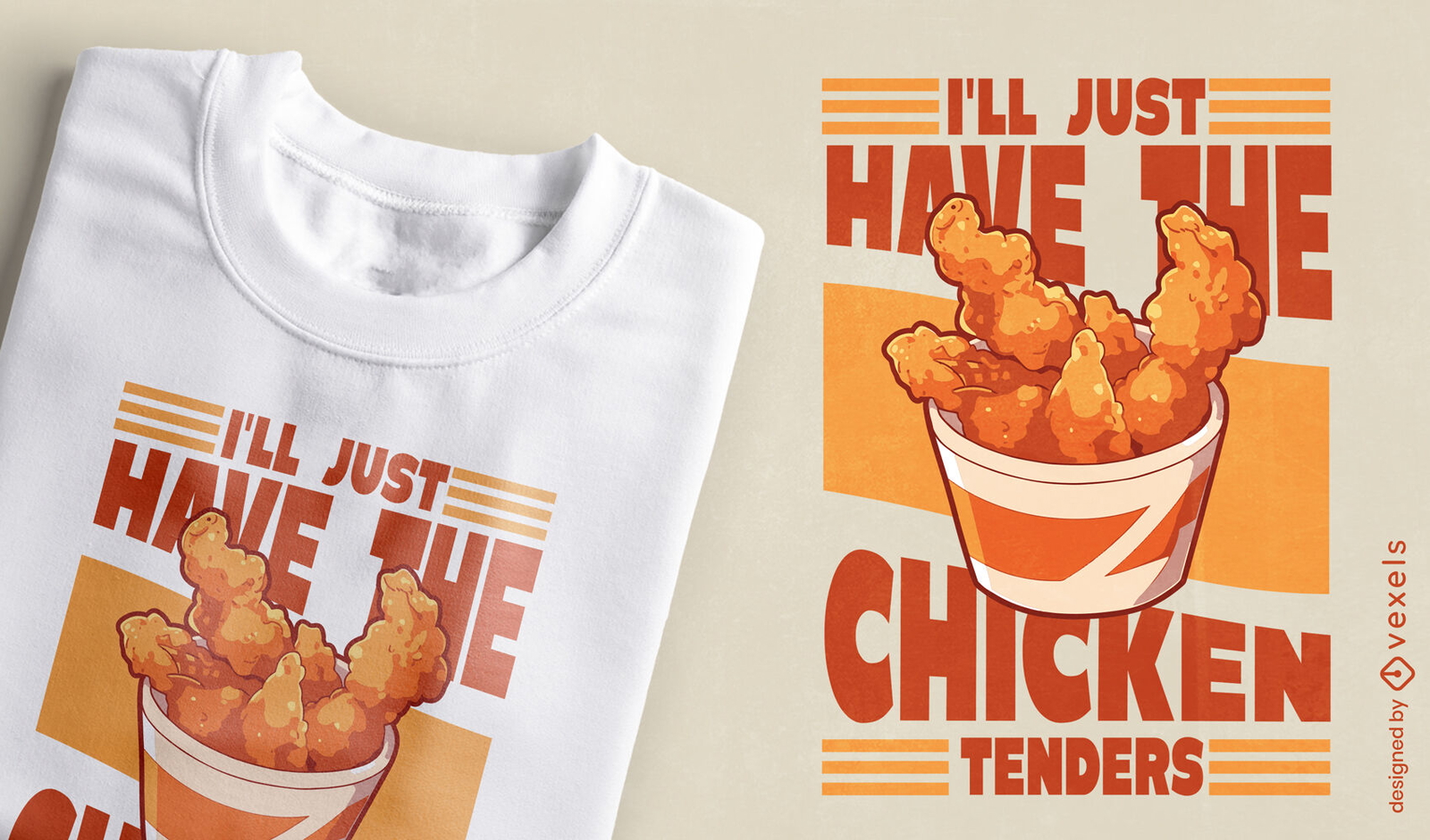 Diseño de camiseta con cita de ofertas de pollo.