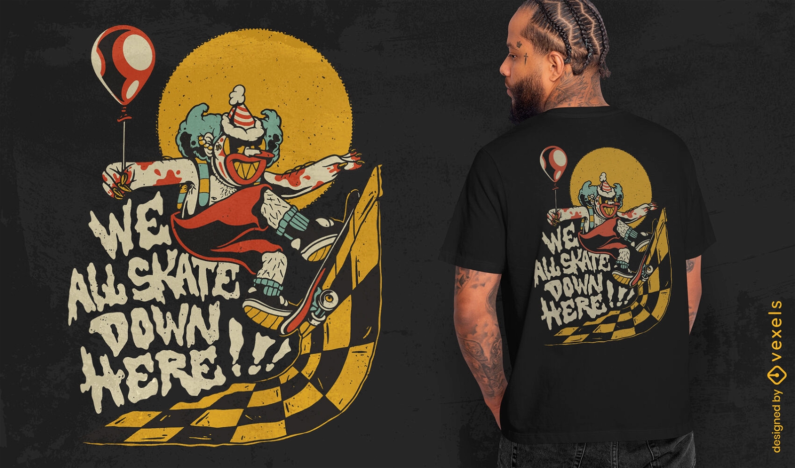 Skate clown t-shirt design