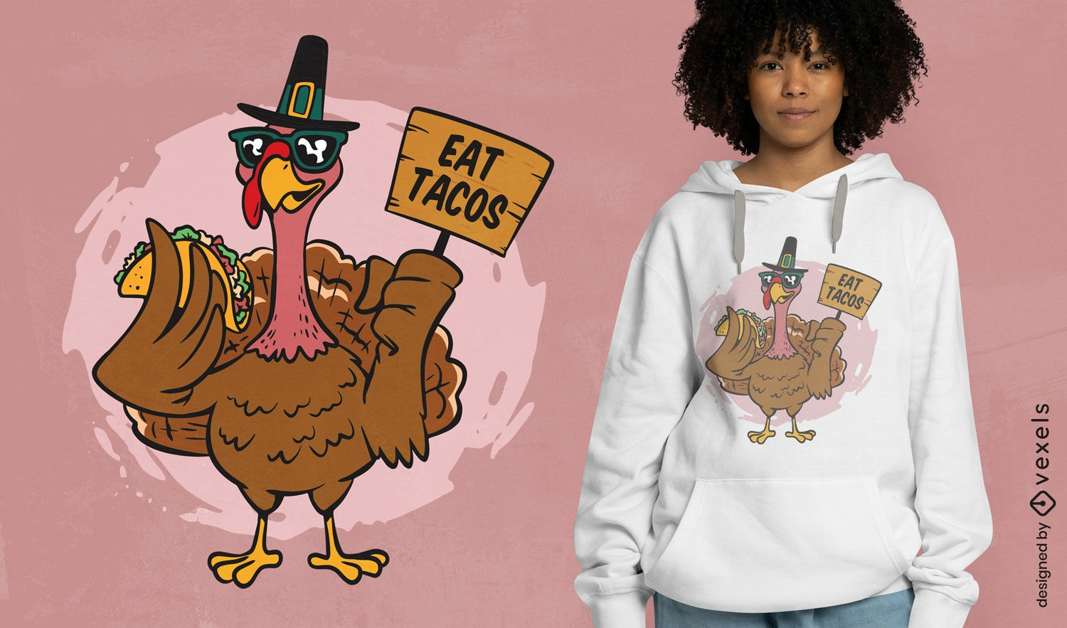Funny turkey with a sign t-shirt design