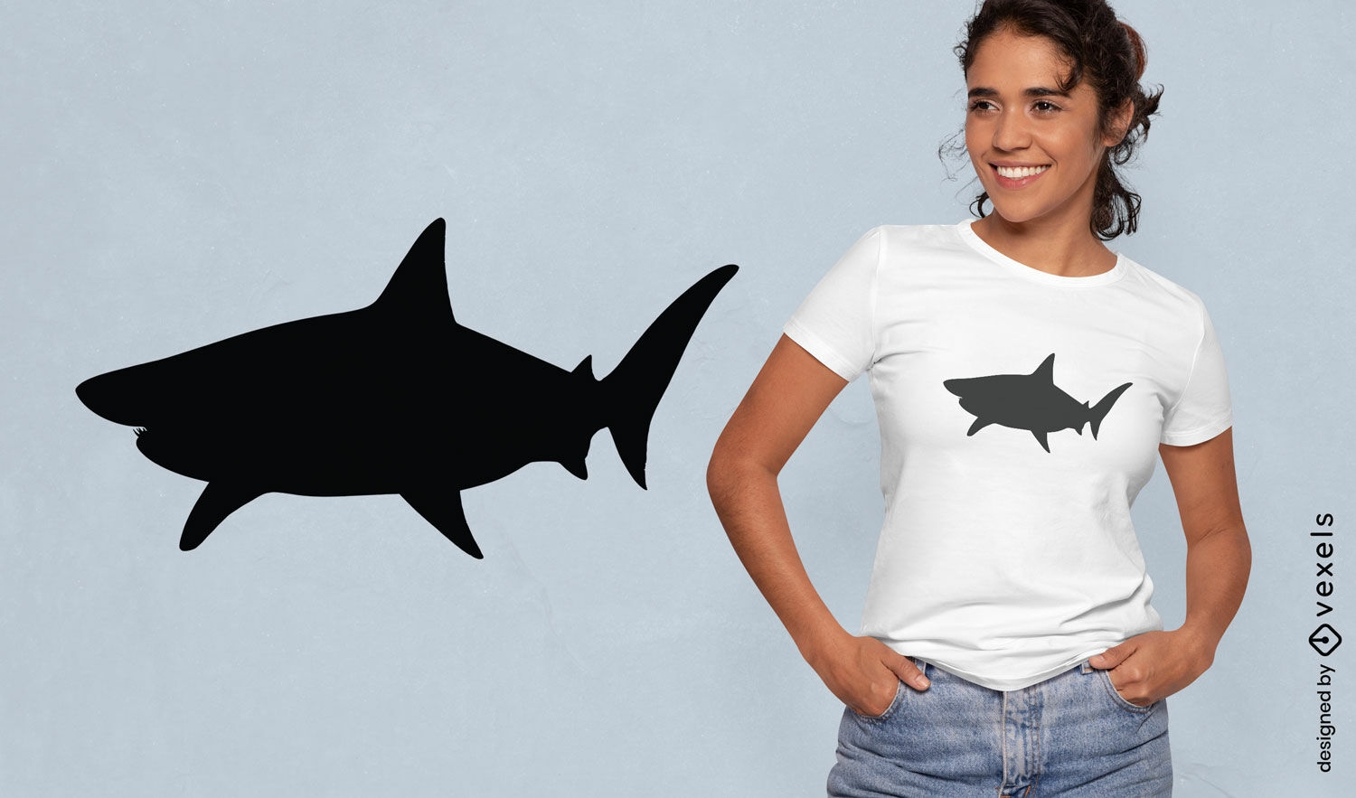 Diseño de camiseta de silueta de tiburón.