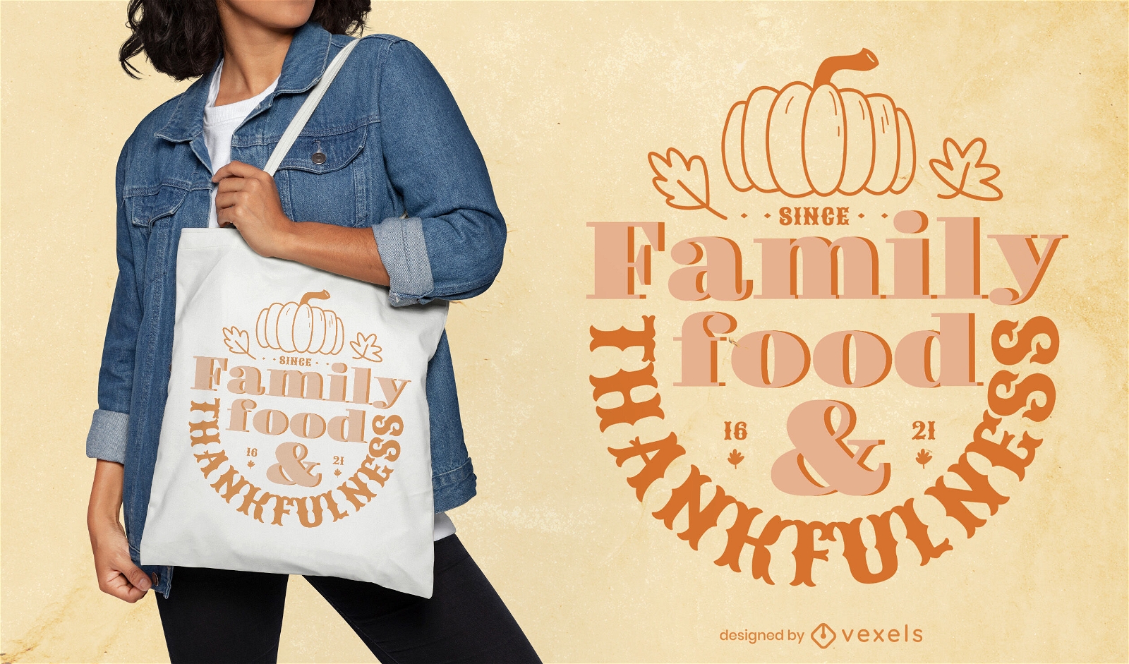Family Food Thanksgiving Tote Bag Design Vector Download