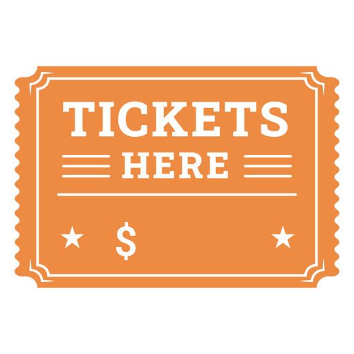 Orange ticket with the words tickets here PNG Design
